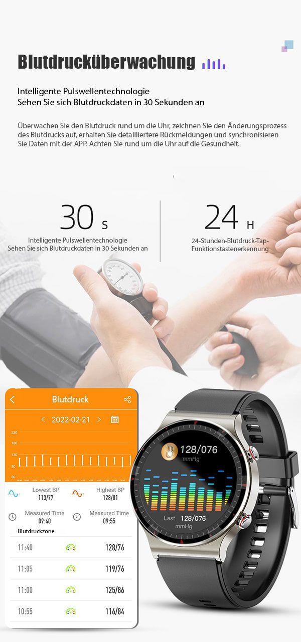 MEDIZINISCHE EKG-G08-Smartwatch für Damen oder Herren