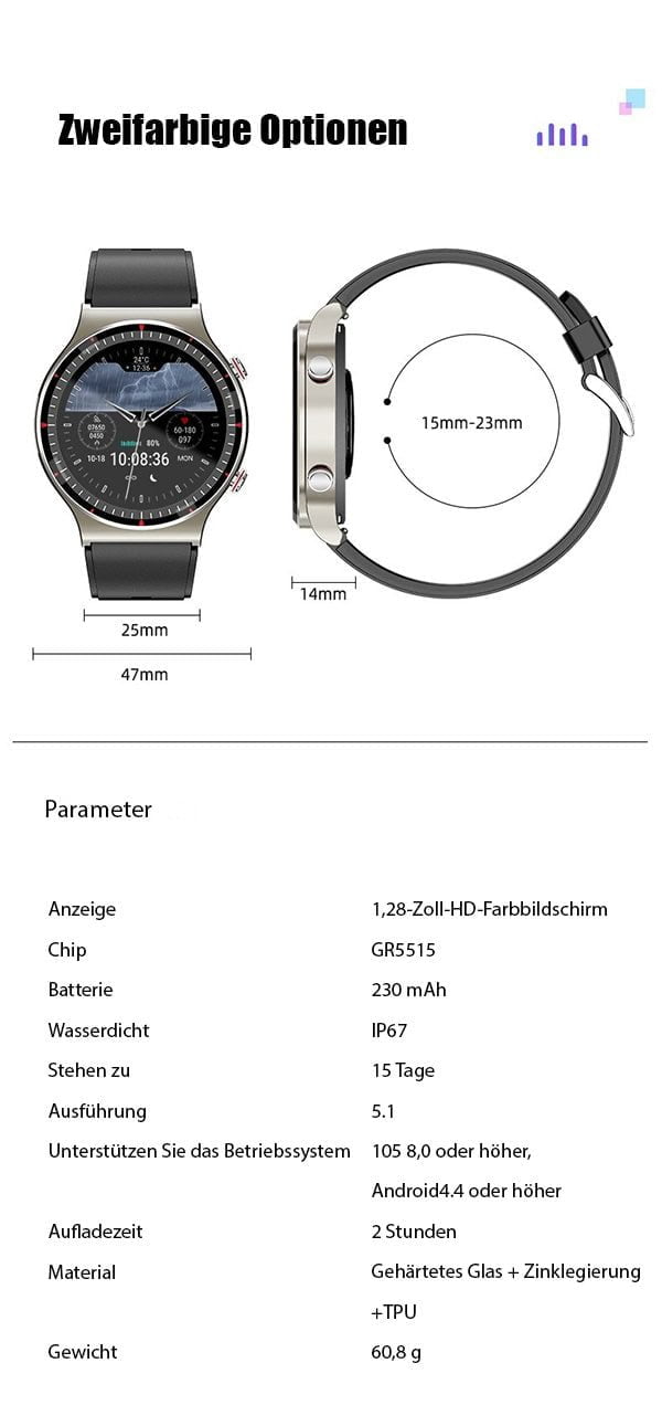 MEDIZINISCHE EKG-G08-Smartwatch für Damen oder Herren